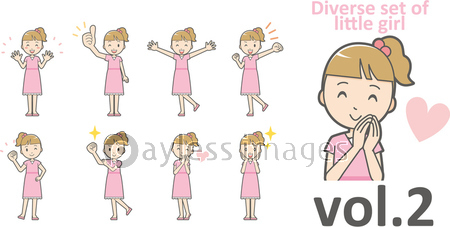 ワンピースを着た女の子vol 2 様々な表情やポーズをセット ストックフォトの定額制ペイレスイメージズ