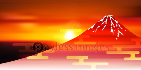 富士山 日の出 新年 背景 商用利用可能な写真素材 イラスト素材ならストックフォトの定額制ペイレスイメージズ