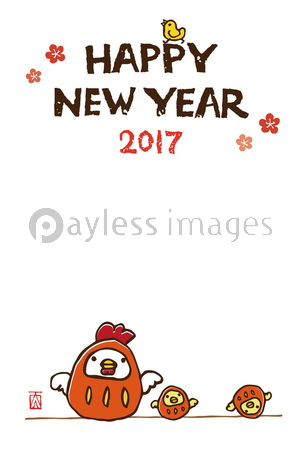 酉年 だるまみたいな鶏の年賀状イラスト ストックフォトの定額制ペイレスイメージズ