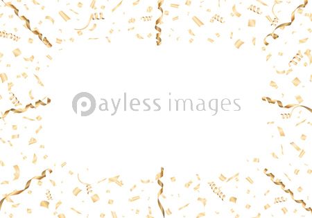 金色の紙吹雪とリボン 商用利用可能な写真素材 イラスト素材ならストックフォトの定額制ペイレスイメージズ