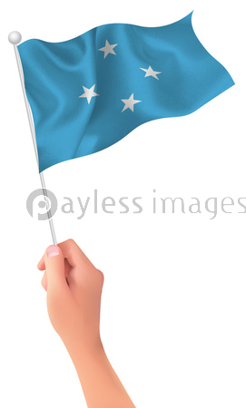 ミクロネシア 国旗 手 アイコン ストックフォトの定額制ペイレスイメージズ