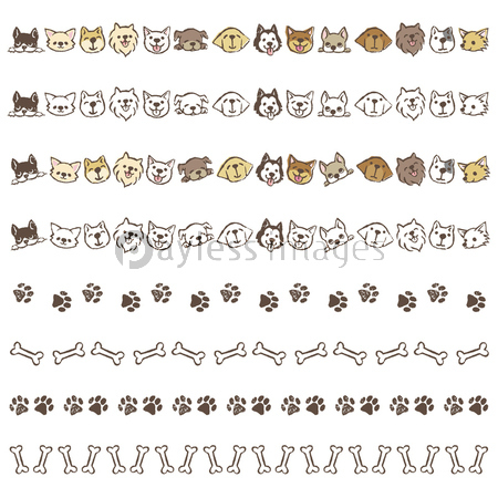 いろいろな種類の犬 骨や足跡の飾り罫線 商用利用可能な写真素材 イラスト素材ならストックフォトの定額制ペイレスイメージズ