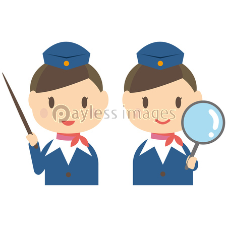 かわいい客室乗務員 女性 上半身 纏め髪 指し棒と拡大 ストックフォトの定額制ペイレスイメージズ