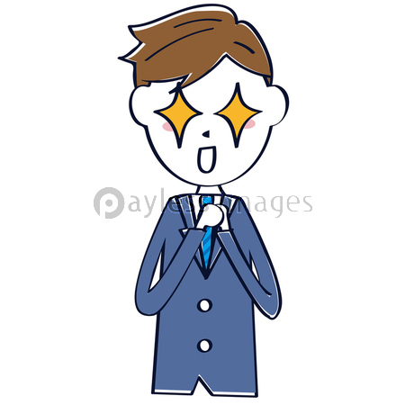 かわいい線画のサラリーマン 青いスーツ 上半身 商用利用可能な写真素材 イラスト素材ならストックフォトの定額制ペイレスイメージズ