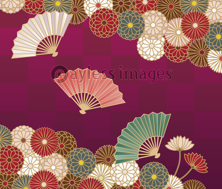 菊と扇の伝統的な和柄 ストックフォトの定額制ペイレスイメージズ