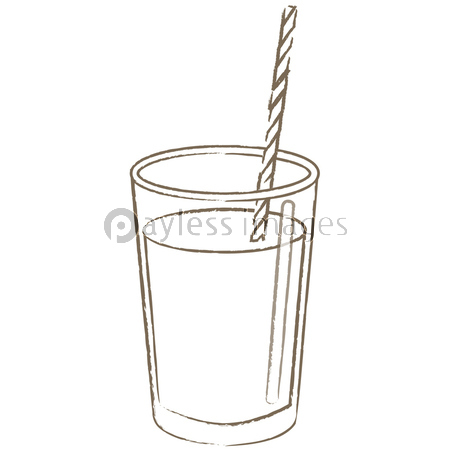 縦長のガラスのコップとストロー 線画 白黒 水 商用利用可能な写真素材 イラスト素材ならストックフォトの定額制ペイレスイメージズ