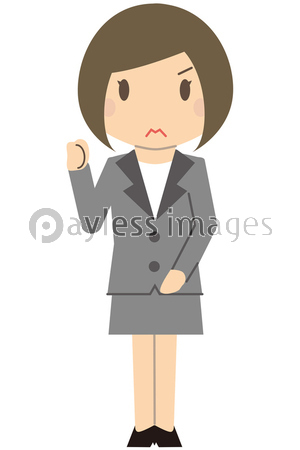 かわいいビジネスウーマン ボブでグレーのスーツの女性 片手ガッツポーズ 商用利用可能な写真素材 イラスト 素材ならストックフォトの定額制ペイレスイメージズ
