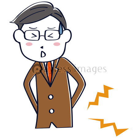 かわいい線画の中年サラリーマン 上半身 腰痛 商用利用可能な写真素材 イラスト素材ならストックフォトの定額制ペイレスイメージズ