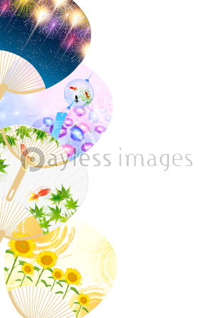 うちわ 夏 暑中見舞い 背景 ストックフォトの定額制ペイレスイメージズ