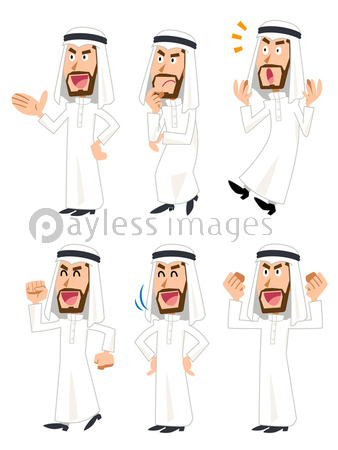 アラブ人の男性のイラスト 様々な表情と仕草 ストックフォトの定額制ペイレスイメージズ