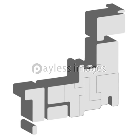 日本 地図 立体 アイコンの写真 イラスト素材 Xf3115226693