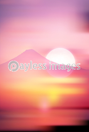 富士山 年賀状 日の出 背景 ストックフォトの定額制ペイレスイメージズ