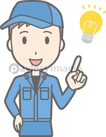 青い作業着を着た整備士の男性のイラスト ストックフォトの定額制