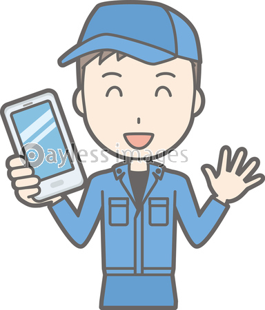 青い作業着を着た整備士の男性のイラスト ストックフォトの定額制