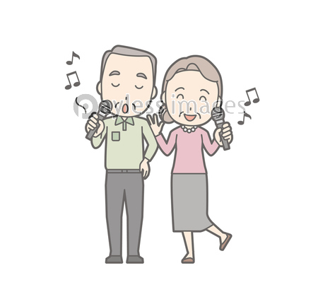 カラオケで歌っている老人夫婦のイラスト 商用利用可能な写真素材 イラスト素材ならストックフォトの定額制ペイレスイメージズ