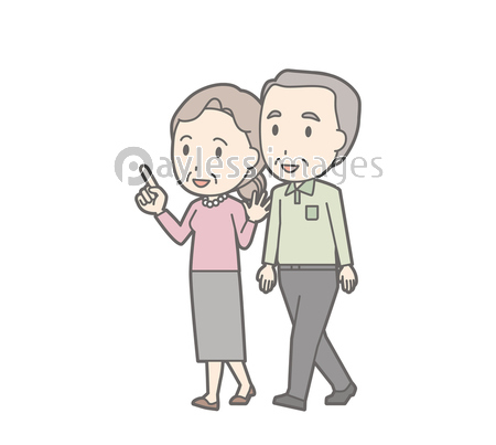 散歩している老人夫婦のイラスト 商用利用可能な写真素材 イラスト素材ならストックフォトの定額制ペイレスイメージズ
