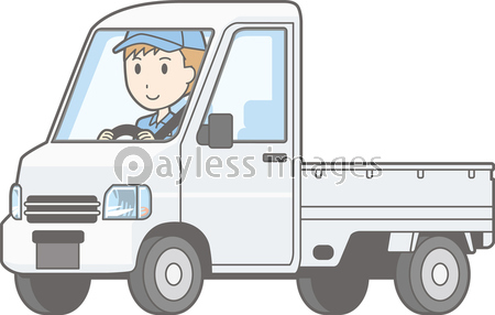 軽自動車トラックを男性が運転しているイラスト 商用利用可能な写真素材 イラスト素材ならストックフォトの定額制ペイレスイメージズ