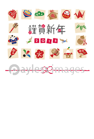 18年戌年 年賀状 手描きのかわいいイラスト ストックフォトの定額制ペイレスイメージズ
