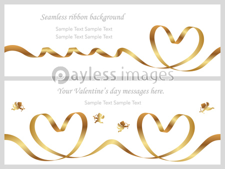 シームレスなリボンの背景2点セット 金色 ストックフォトの定額制ペイレスイメージズ