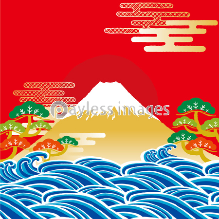 富士山と波 イラスト 商用利用可能な写真素材 イラスト素材ならストックフォトの定額制ペイレスイメージズ