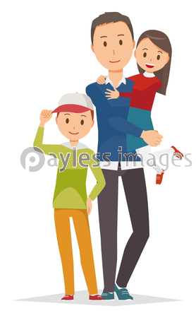 家族のイラスト 冬 父子家庭 商用利用可能な写真素材 イラスト素材ならストックフォトの定額制ペイレスイメージズ