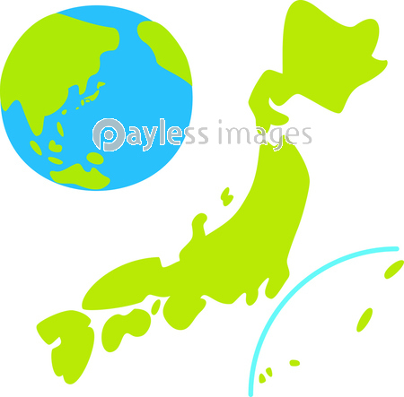 日本列島と地球のデフォルメイラスト 商用利用可能な写真素材 イラスト素材ならストックフォトの定額制ペイレスイメージズ