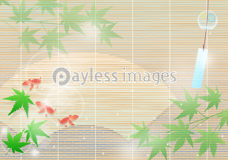 涼しげな青紅葉と金魚 風鈴 夏イメージ 商用利用可能な写真素材 イラスト素材ならストックフォトの定額制ペイレスイメージズ