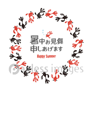 金魚のリース 暑中見舞いの夏イメージイラスト ストックフォトの定額制ペイレスイメージズ