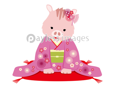 和装の亥のイラスト 商用利用可能な写真素材 イラスト素材ならストックフォトの定額制ペイレスイメージズ