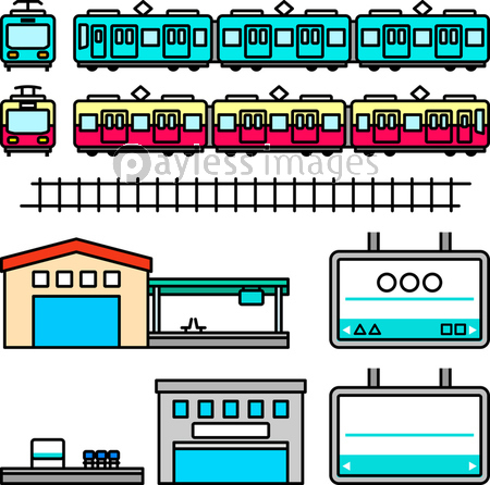 かわいい電車のイラストセット 商用利用可能な写真素材 イラスト素材ならストックフォトの定額制ペイレスイメージズ