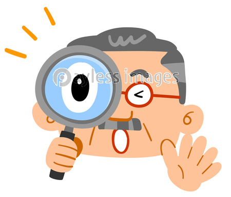 虫眼鏡を覗いて驚く中年男性 富裕層 髭 眼鏡 商用利用可能な写真素材 イラスト素材ならストックフォトの定額制ペイレスイメージズ