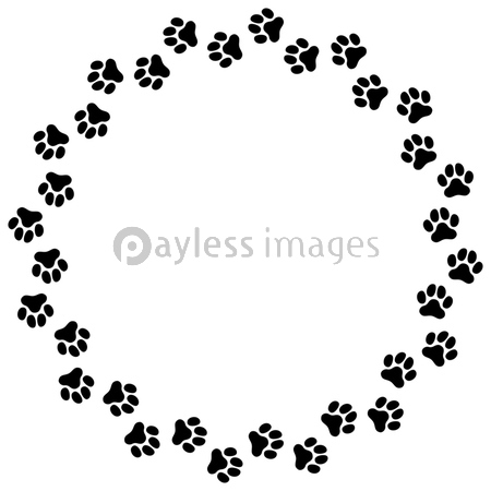 犬の足跡 骨 エサ入れの装飾用ライン Paw Prints Dog Bone Pet Bowl Decorative Line Vector Illustration 商用利用可能な写真素材 イラスト素材ならストックフォトの定額制ペイレスイメージズ