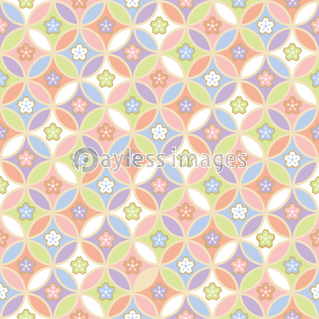 和ポップパターン 七宝柄 桜 ストックフォトの定額制ペイレスイメージズ