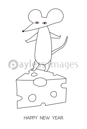 かわいいネズミの年賀状イラスト素材 ストックフォトの定額制ペイレスイメージズ