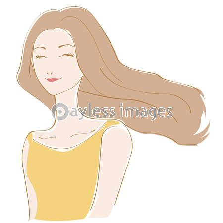 美容 ロングヘアをなびかせる女性 にっこり笑顔 商用利用可能な写真素材 イラスト素材ならストックフォトの定額制ペイレスイメージズ