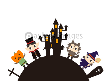 ハロウィンのかわいい仮装のイラスト ストックフォトの定額制