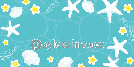海と貝殻 マリンフレーム 背景イラスト 商用利用可能な写真素材 イラスト素材ならストックフォトの定額制ペイレスイメージズ