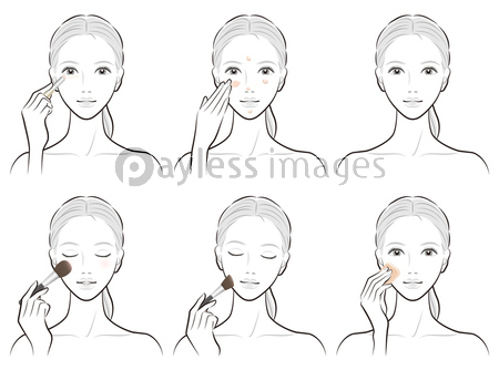 メイクをしている女性のイラスト 商用利用可能な写真素材 イラスト素材ならストックフォトの定額制ペイレスイメージズ