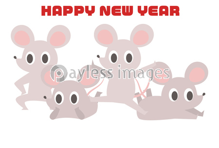 シンプルでかわいいネズミの年賀状イラスト ストックフォトの定額制