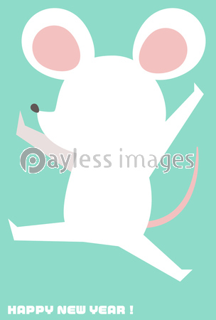 可愛い和風花柄ネズミのイラスト年賀状 ストックフォトの定額制ペイレスイメージズ