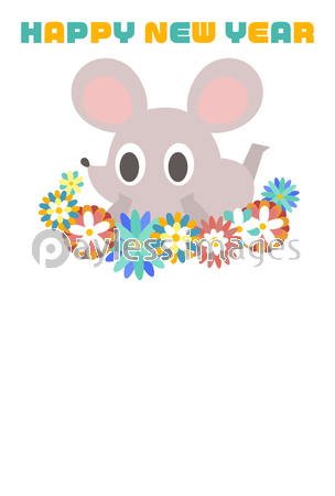 シンプルでかわいいネズミの年賀状イラスト ストックフォトの定額制ペイレスイメージズ