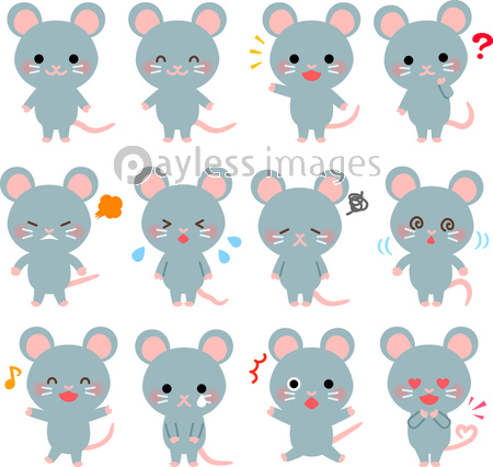 ネズミのいろいろなポーズのイラストセット 商用利用可能な写真素材 イラスト素材ならストックフォトの定額制ペイレスイメージズ