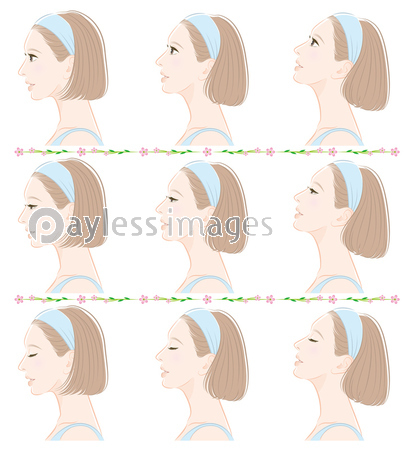 女性の横顔の表情イラスト ストックフォトの定額制ペイレスイメージズ
