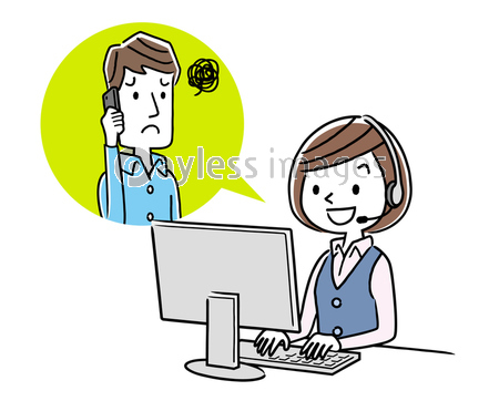 イラスト素材 コールセンター オペレーターの女性2人 ストックフォトの定額制ペイレスイメージズ