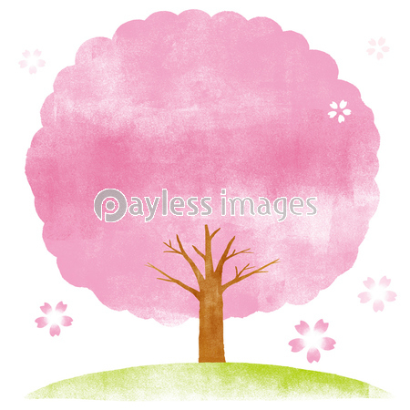 桜の木 背景イラスト ストックフォトの定額制ペイレスイメージズ