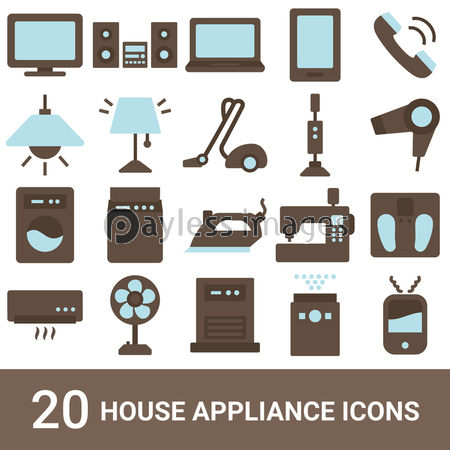 商品アイコン 生活家電 カラー セット ストックフォトの定額制ペイレスイメージズ