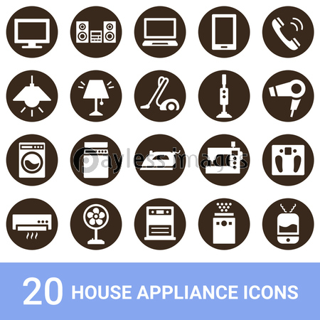 商品アイコン 生活家電 白抜き セット 商用利用可能な写真素材 イラスト素材ならストックフォトの定額制ペイレスイメージズ