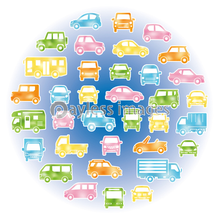 色々な車のサークル状アイコンギャラリー 水彩風シルエット 白フチあり 商用利用可能な写真素材 イラスト素材ならストックフォトの定額制ペイレスイメージズ