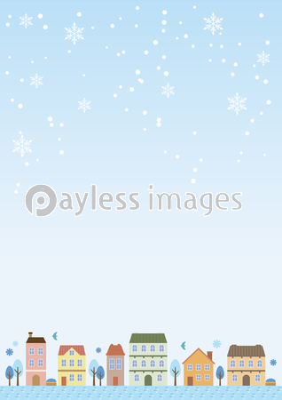 冬の町並みの背景イラスト 縦 ストックフォトの定額制ペイレスイメージズ