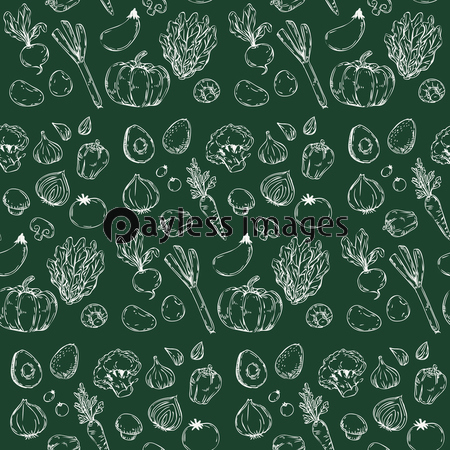 手描きイラスト 野菜背景 緑背景 商用利用可能な写真素材 イラスト素材ならストックフォトの定額制ペイレスイメージズ